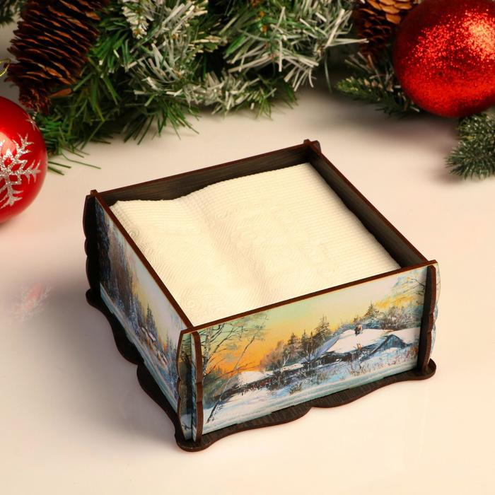 

Салфетница Квадрат Зима,14х14х7,3 см, микс