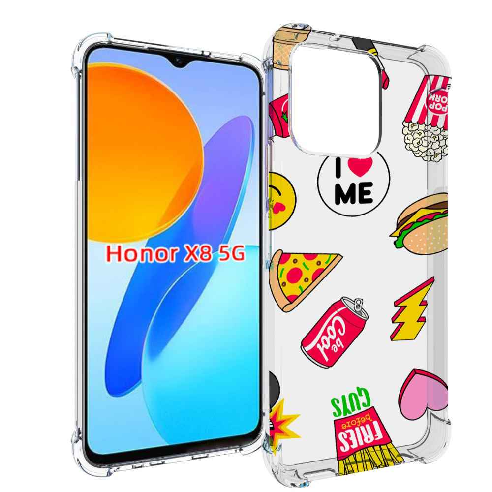 

Чехол MyPads фаст-фуд для Honor X8 5G, Прозрачный, Tocco