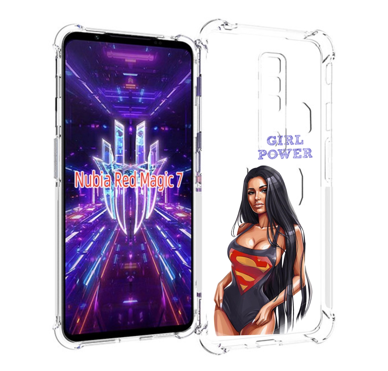 

Чехол MyPads Девушка-супермен женский для ZTE Nubia Red Magic 7, Прозрачный, Tocco