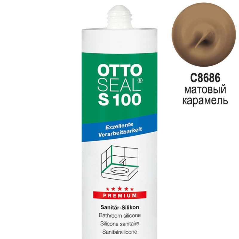 

силиконовый герметик OTTOSEAL S100 PREMIUM С8686 (мат. карамель), 300мл, Коричневый