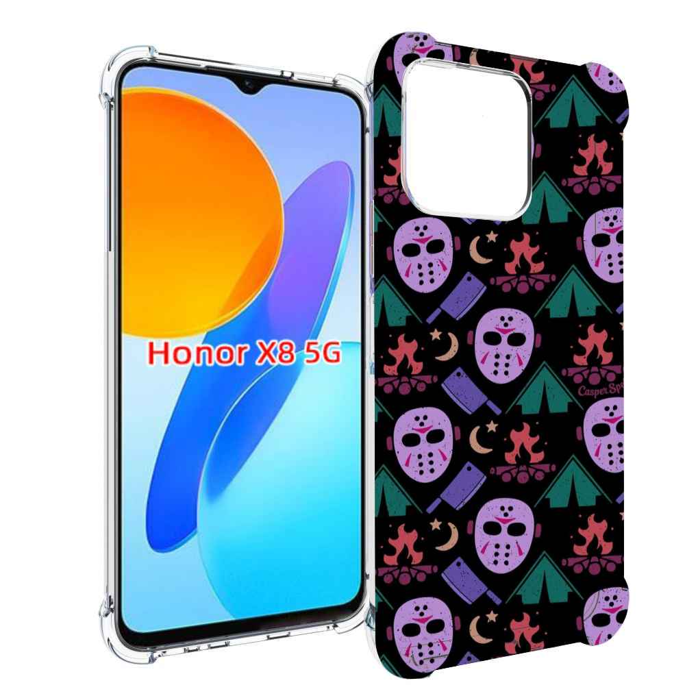 

Чехол MyPads фиолетовые маски для Honor X8 5G, Прозрачный, Tocco