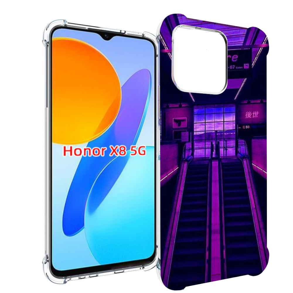 

Чехол MyPads фиолетовый эскалатор для Honor X8 5G, Прозрачный, Tocco