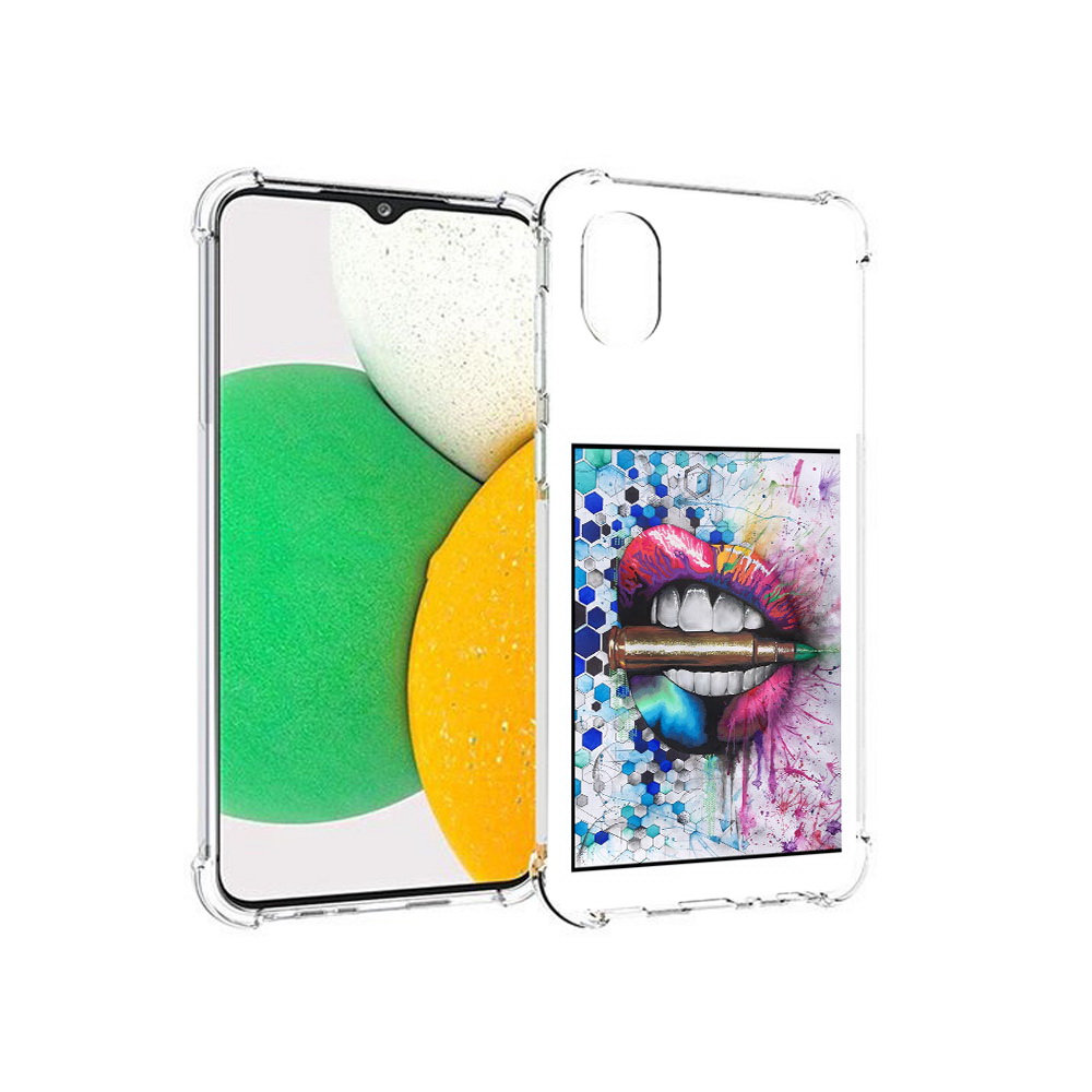 Чехол MyPads Tocco для Samsung Galaxy A03 Core разноцветные губы с пулей