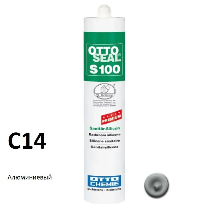 

силиконовый герметик OTTOSEAL S100 PREMIUM С14 (алюминевый), 300мл, Серый