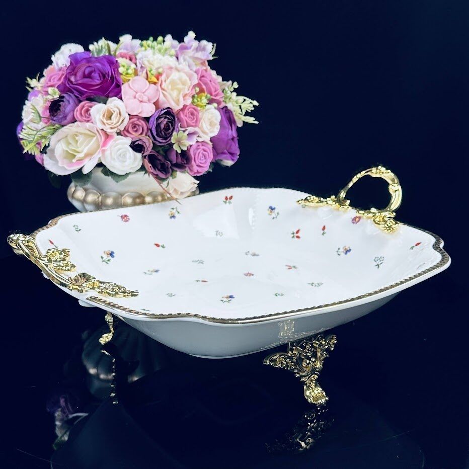 

Блюдо на ножках с ручками Lenardi Годжи 33см, фарфор