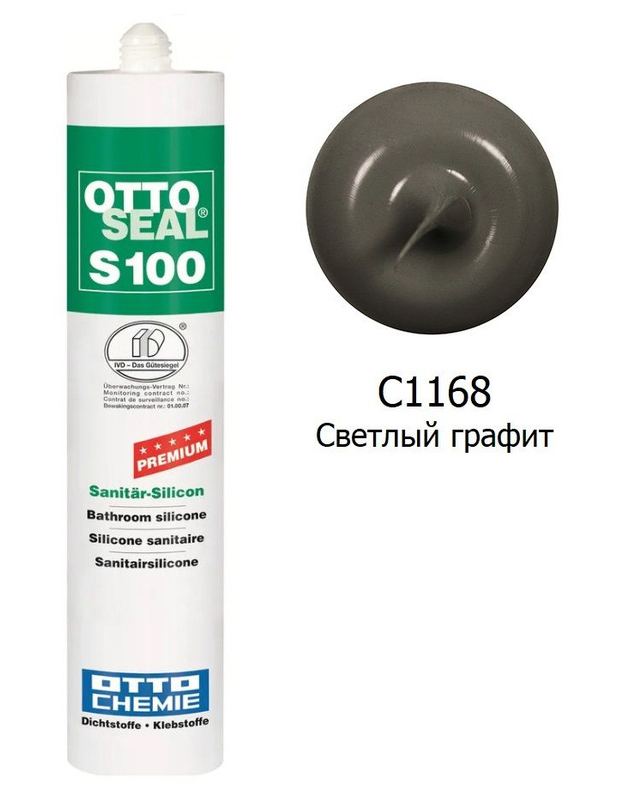 

силиконовый герметик OTTOSEAL S100 С1168 (светлый графит), 300мл, Серый