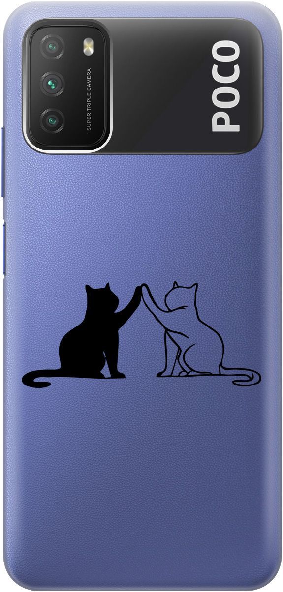 

Чехол на Xiaomi Redmi 9T "Cats" прозрачный, Прозрачный;черный, 5558