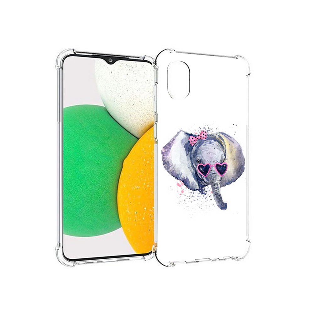 

Чехол MyPads Tocco для Samsung Galaxy A03 Core слоник в очках (PT224480.538.608), Прозрачный, Tocco
