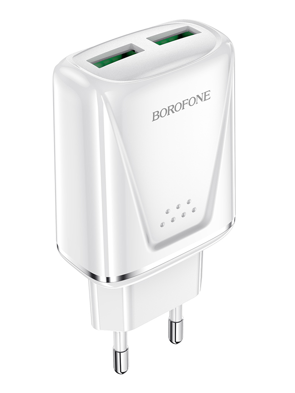 фото Сетевое зарядное устройство borofone ba54a 2xusb 3 а белый