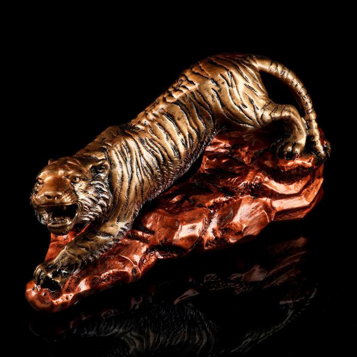 фото Статуэтка "тигр рычащий", золотистая, 34х12х18 см, микс premium gips