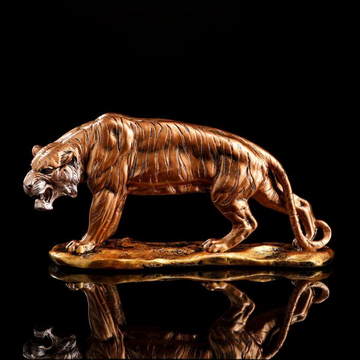 фото Статуэтка "тигр рычащий", золотистая, 44х14х21 см, микс premium gips