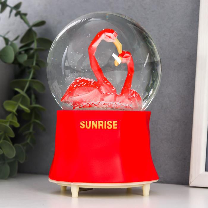 

Стеклянный шар музыка "Фламинго" крутится d=10 см 15,5х10х10 см, Красный