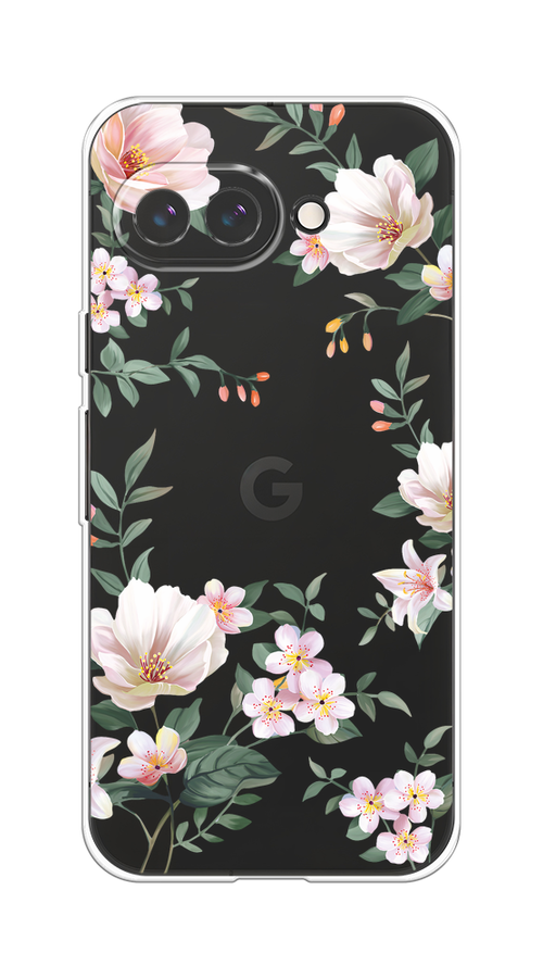 

Чехол на Google Pixel 9a Beautiful white flowers, Бежевый;зеленый, 272250-1