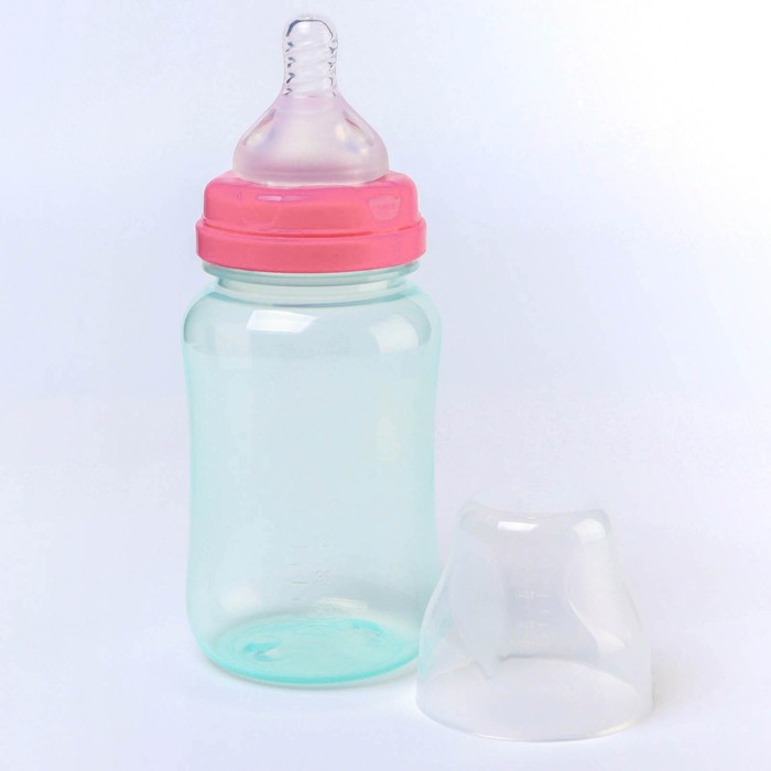 фото Бутылочка для кормления, широкое горло, 270 мл, бирюзовый/розовый mum&baby