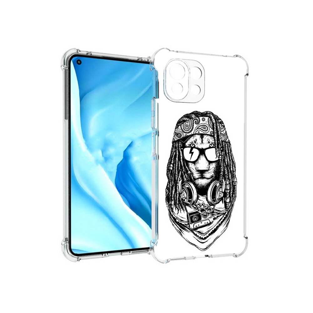 

Чехол MyPads Tocco для Xiaomi Mi 11 Lite дреды льва (PT159462.256.338), Прозрачный, Tocco