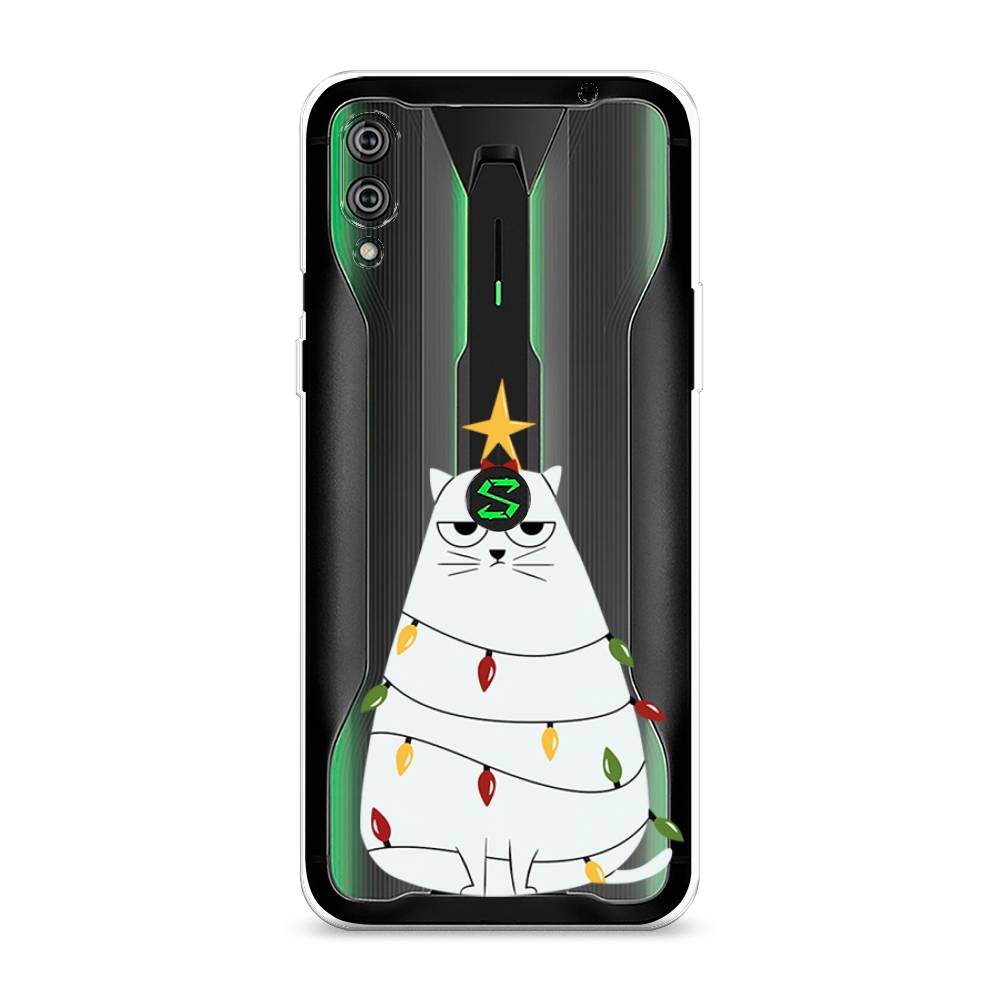 

Чехол на Xiaomi Black Shark 2"Котик в гирлянде", Белый;красный;желтый, 36450-1