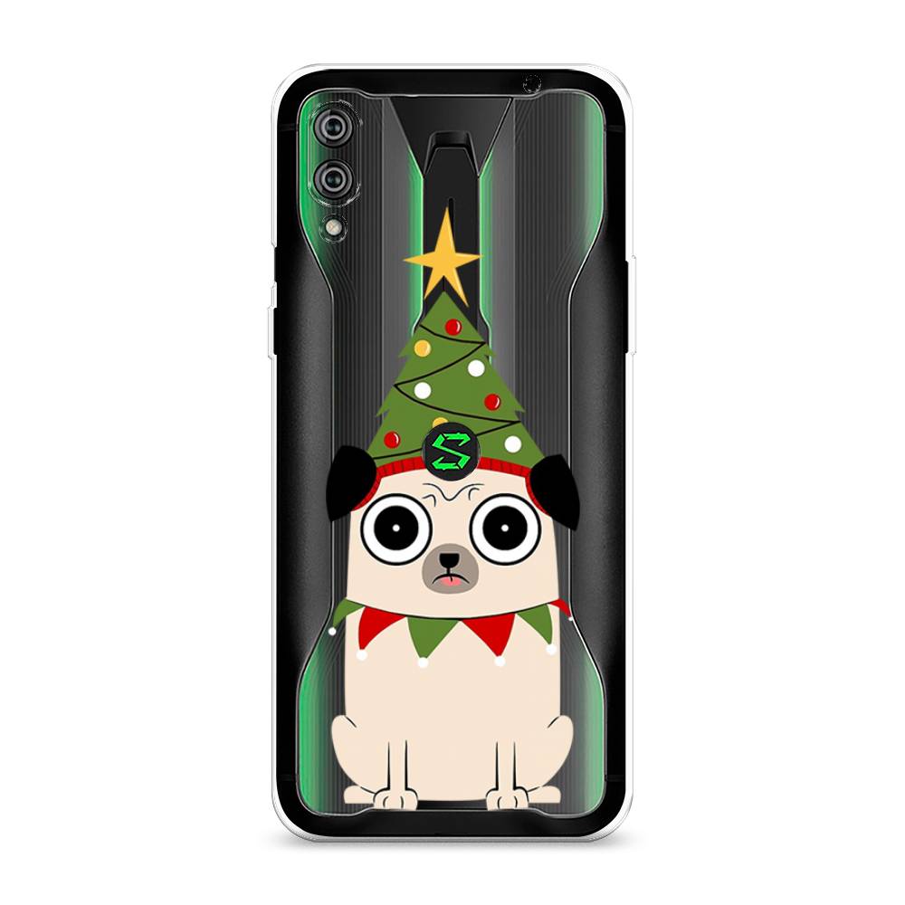 

Чехол на Xiaomi Black Shark 2"Собачка с ёлочкой", Бежевый;красный;зеленый, 36450-1