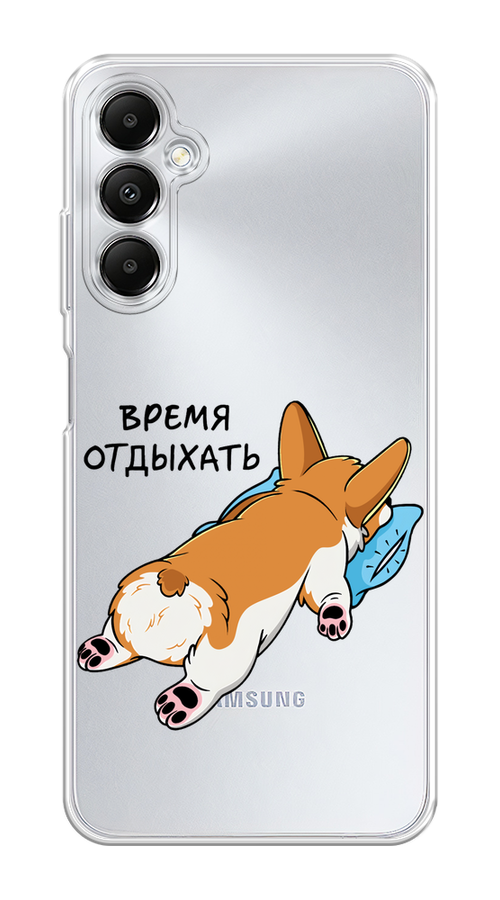 

Чехол на Samsung Galaxy A05s "Корги отдыхает", Черный;коричневый;голубой, 2108850-1