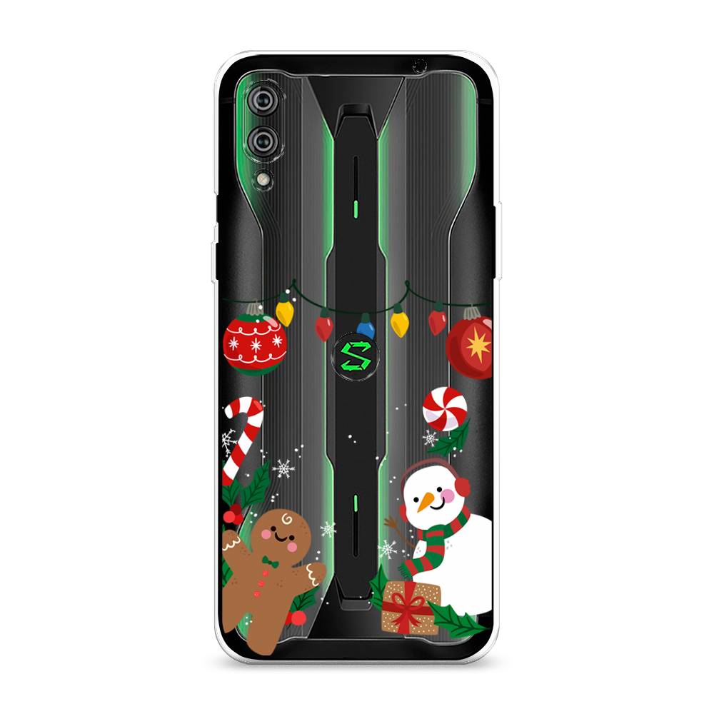 

Чехол на Xiaomi Black Shark 2"Новогоднее настроение", Коричневый;красный;зеленый, 36450-5