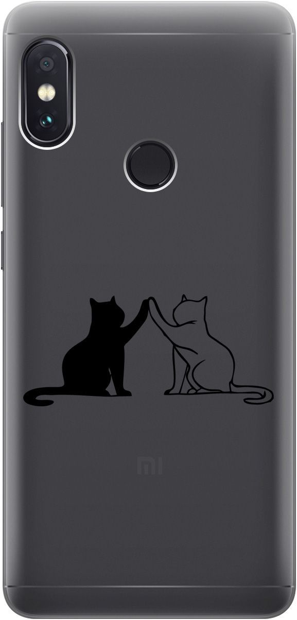 

Чехол на Xiaomi Redmi Note 5 "Cats" прозрачный, Прозрачный;черный, 5574
