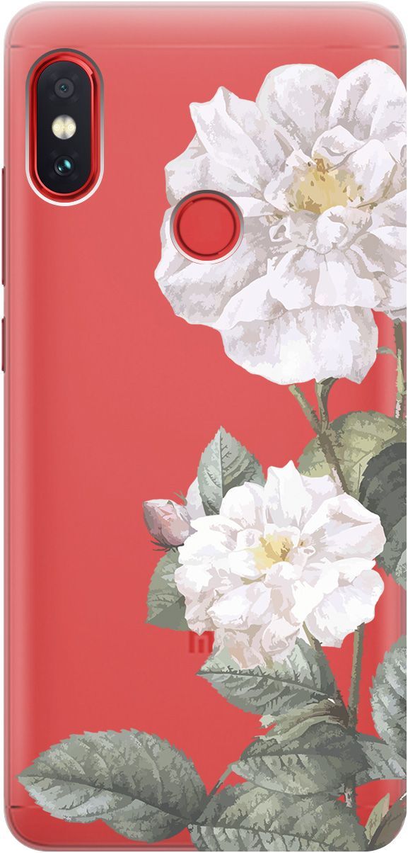 

Чехол на Xiaomi Redmi Note 5 "White Rose" прозрачный, Прозрачный;черный, 5574