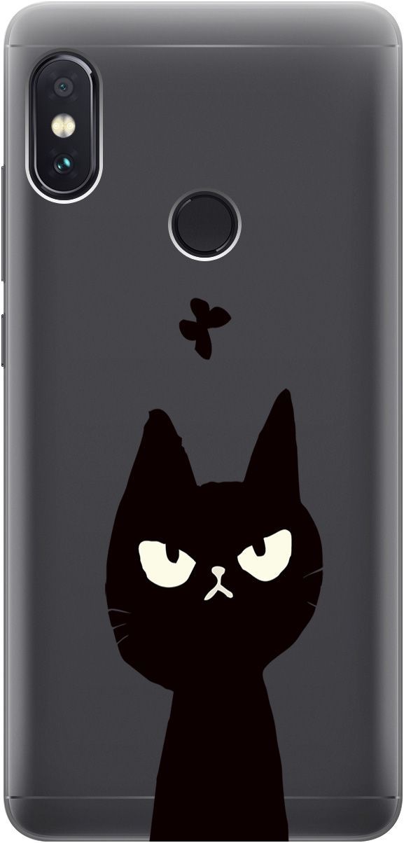 

Чехол на Xiaomi Redmi Note 5 "Disgruntled Cat" прозрачный, Прозрачный;черный, 5574
