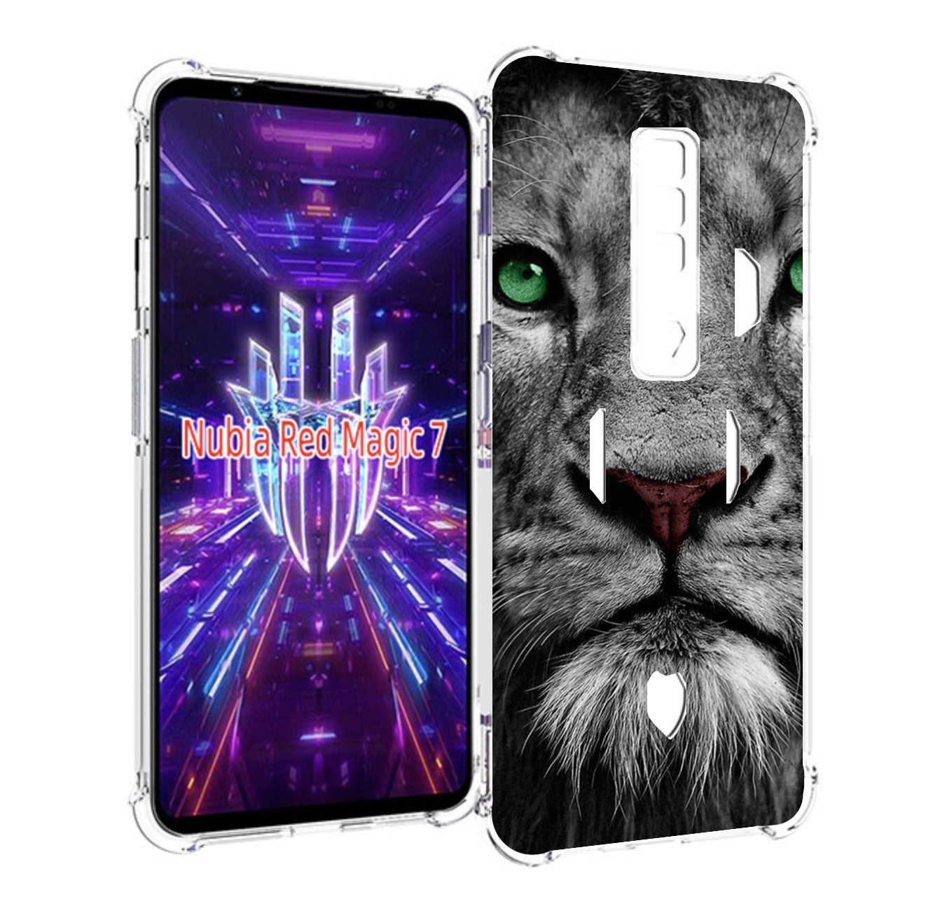 

Чехол MyPads Лев-зеленоглазый мужской для ZTE Nubia Red Magic 7, Прозрачный, Tocco