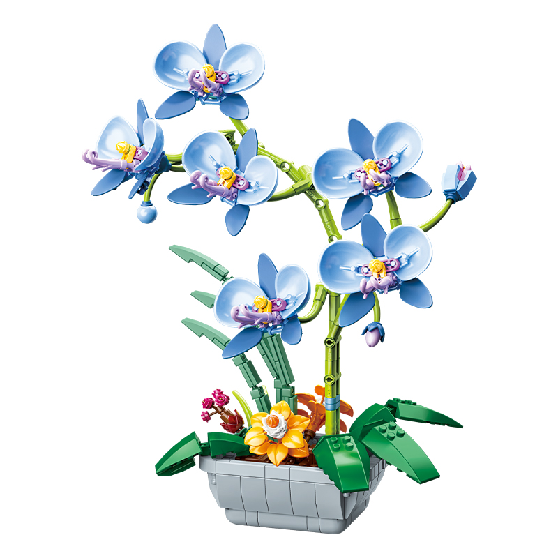 Конструктор 3Д JAKI Plante Бонсай синий цветок, 581 дет JK29011