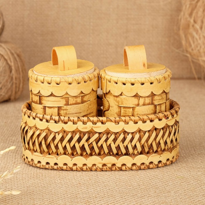 

Набор для специй "Плетеный" , береста