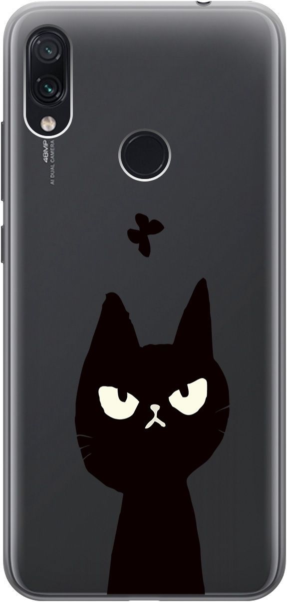 

Чехол на Xiaomi Redmi Note 7 "Disgruntled Cat" прозрачный, Прозрачный;черный, 5576