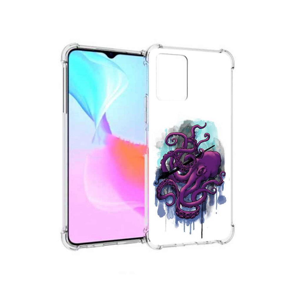 

Чехол MyPads Tocco для Vivo Y33s фиолетовый осьминог (PT226981.417.658), Прозрачный, Tocco
