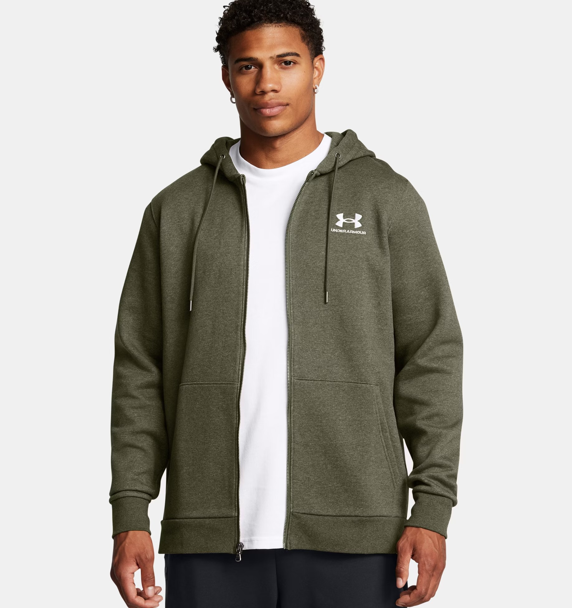 

Толстовка мужская Under Armour Essential Fleece FZ 1373881-390 хаки M, Essential Fleece FZ