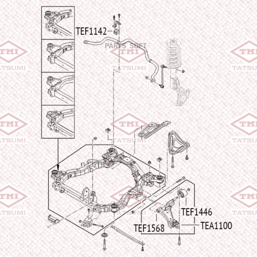 

TEF1446_сайлентблок перед. рычага задний! CHEVROLET Captiva 07>