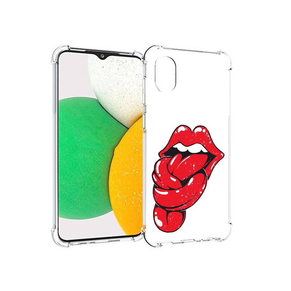 

Чехол MyPads Tocco для Samsung Galaxy A03 Core яркие губы с языком (PT224480.538.705), Прозрачный, Tocco