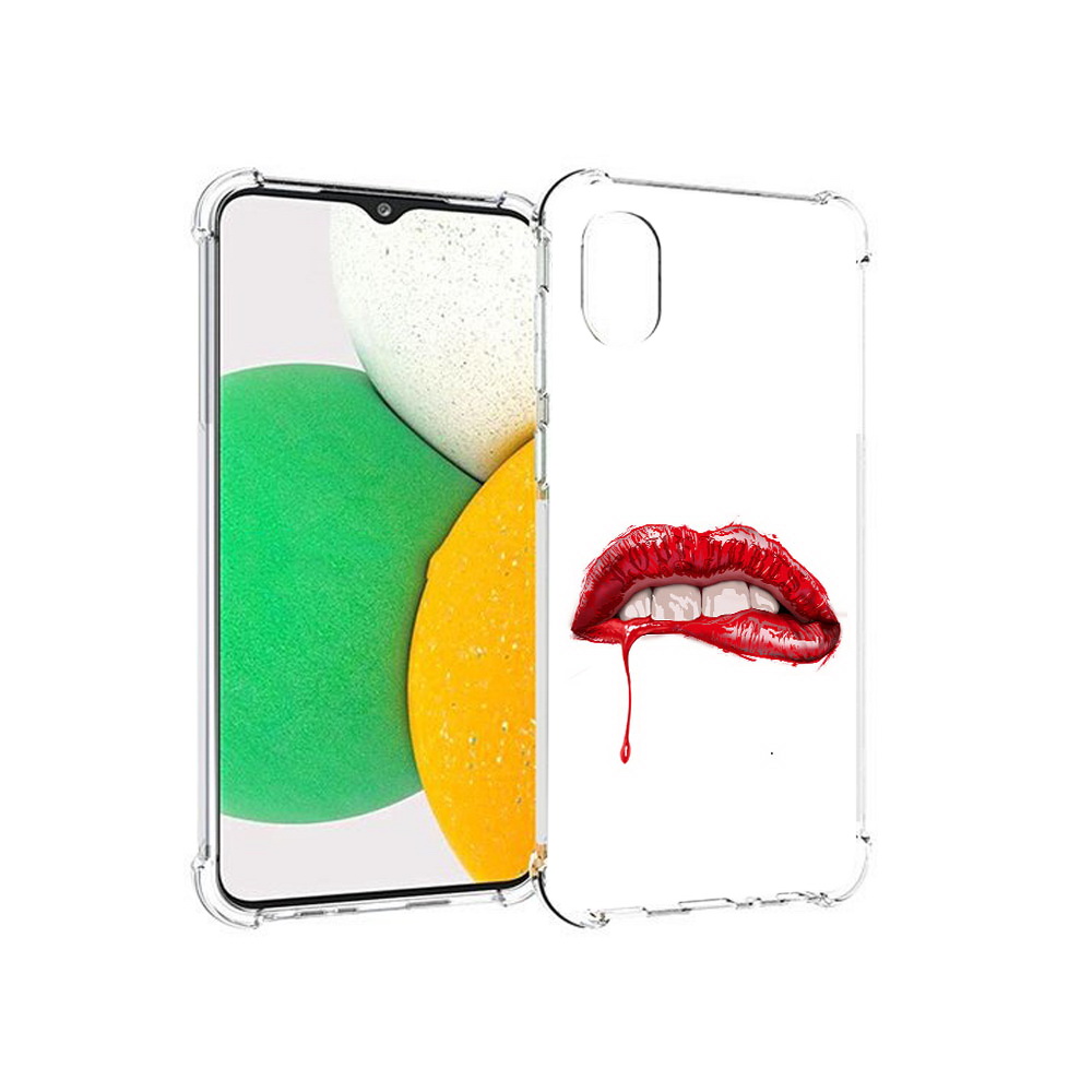 

Чехол MyPads Tocco для Samsung Galaxy A03 Core яркие красные губы (PT224480.538.706), Прозрачный, Tocco