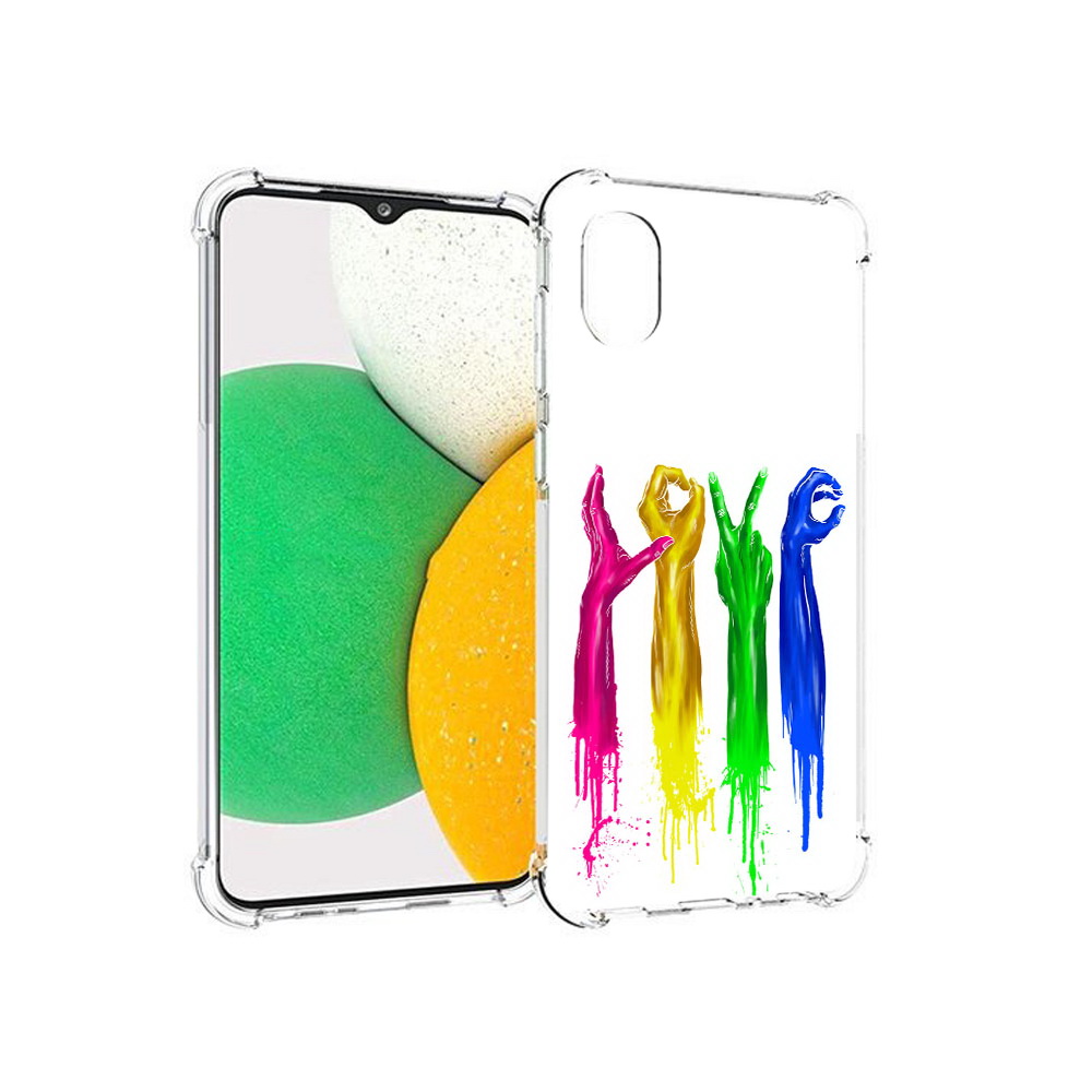 

Чехол MyPads Tocco для Samsung Galaxy A03 Core яркие руки love (PT224480.538.707), Прозрачный, Tocco
