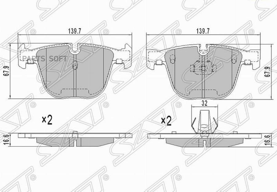 

Колодки Тормозные Зад Bmw X5 70 1Шт Sat St-34216768471