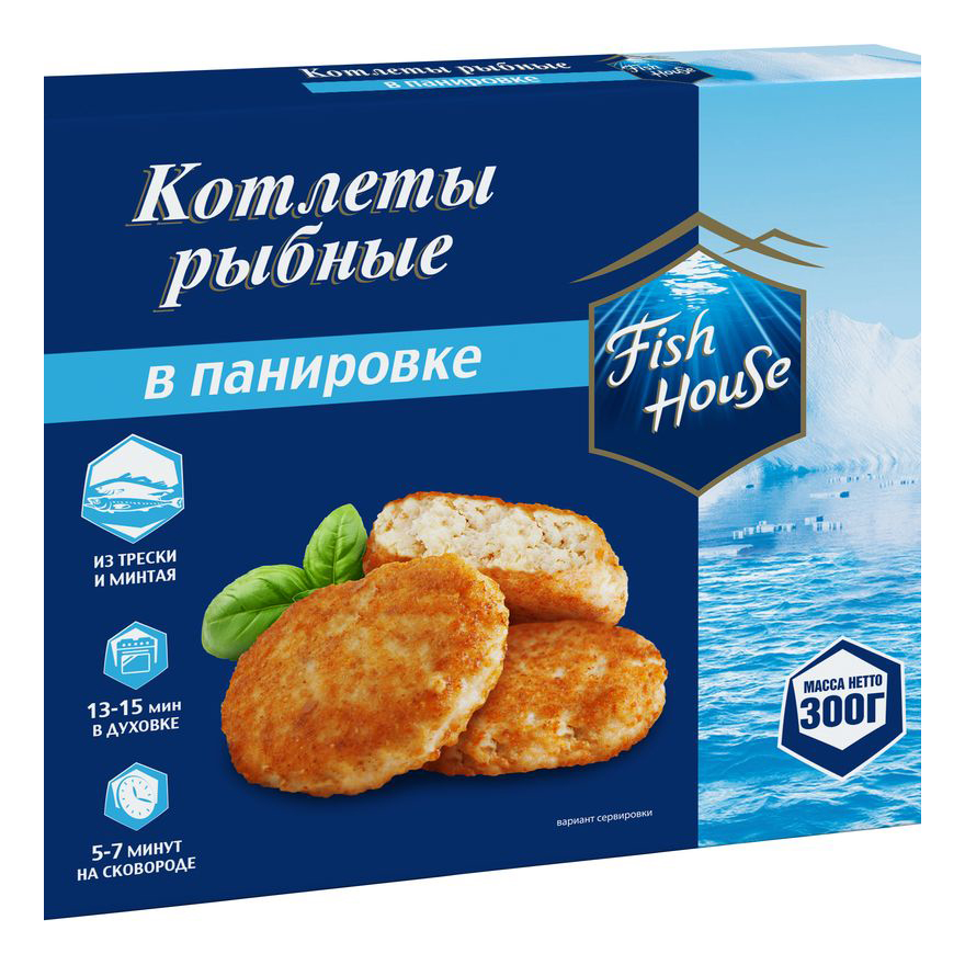 Котлеты рыбные Fish House в панировке замороженные 300 г