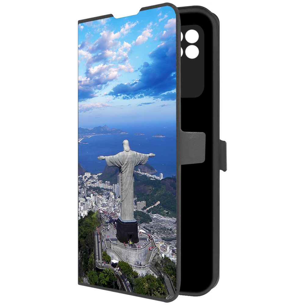 

Чехол-книжка Krutoff Eco Book для Xiaomi Redmi 10A Бразилия, Статуя Христа (черный)