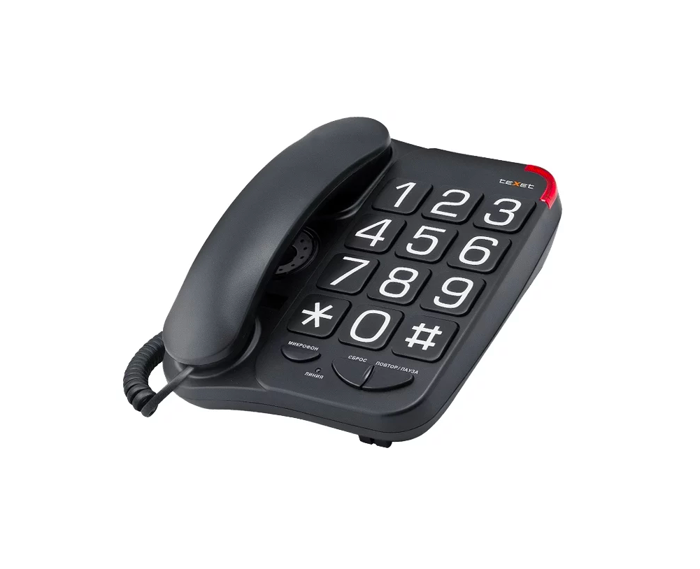 

Телефон проводной teXet TX-201 Black, Черный