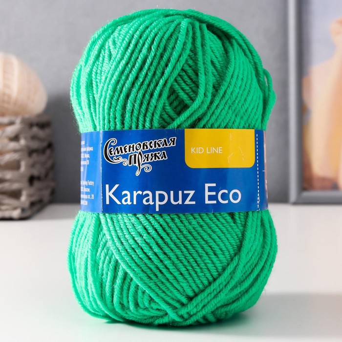 

Пряжа Karapuz Eco (КарапузЭко) 90% акрил, 10% капрон 125м/50гр ярк.зел (47), Пряжа для вязания "Карапуз ЭКО"