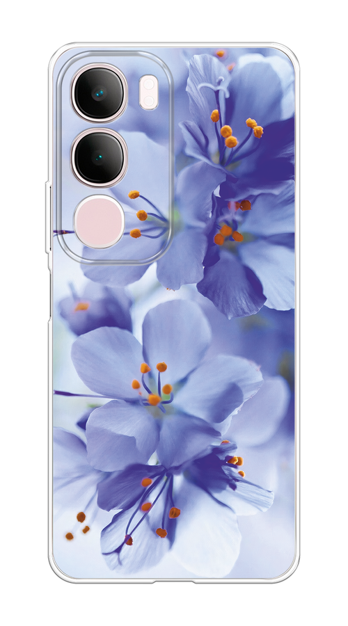 

Чехол на Vivo Y19s "Фиолетовые цветки", Фиолетовый;синий, 2612350-1
