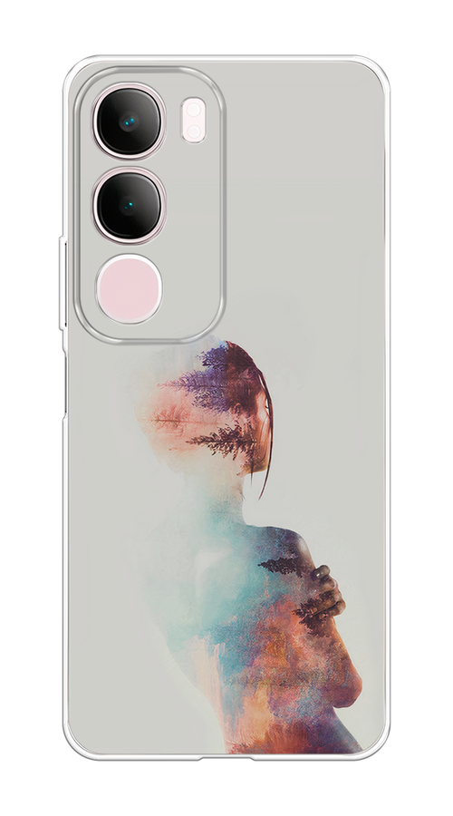

Чехол на Vivo Y19s "Девушка-лес", Розовый;голубой;серый, 2612350-1