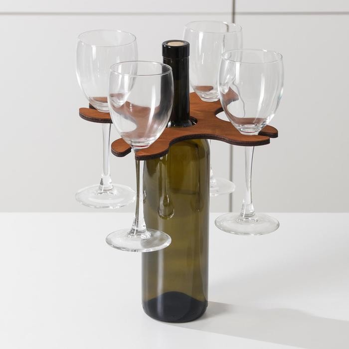 фото Подставка для вина и четырех бокалов; 18 х 18 х 2 см вселенная порядка