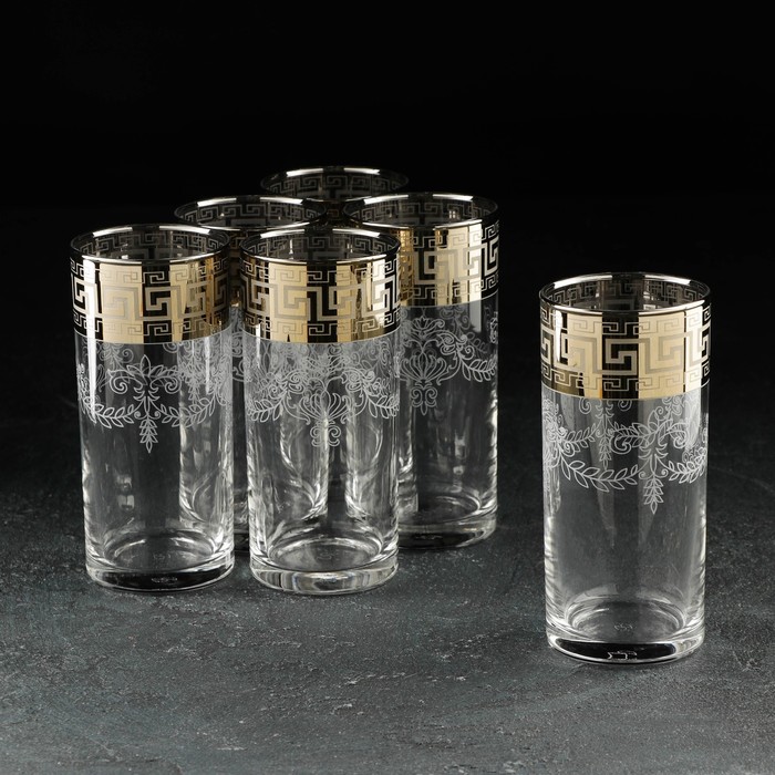 Набор стаканов для коктейля «Барокко», 290 мл, 6 шт, цвет напыления золотой