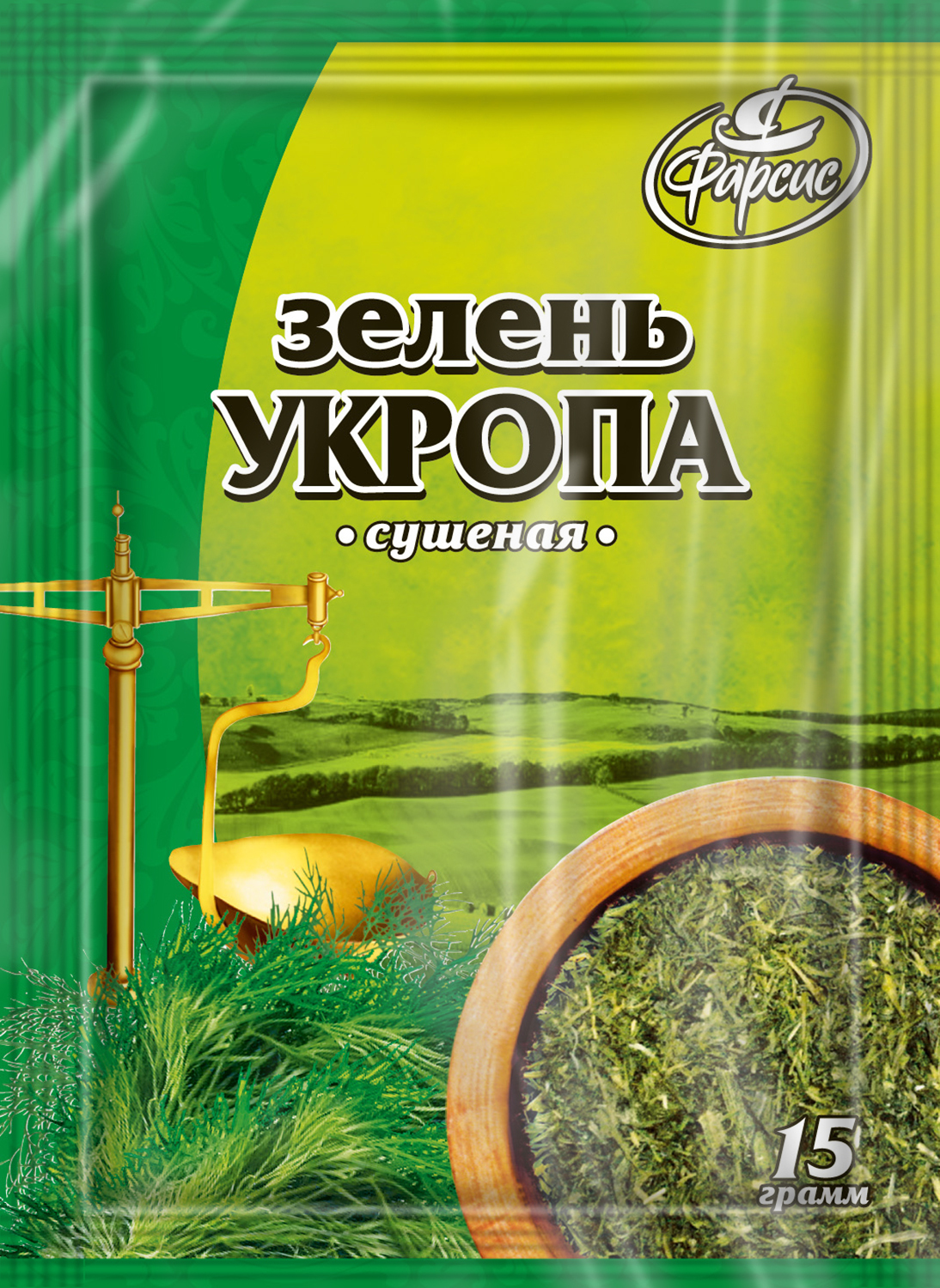 

Зелень укропа сушеная 15 г (10 шт.), Египет, Зелень сушеная