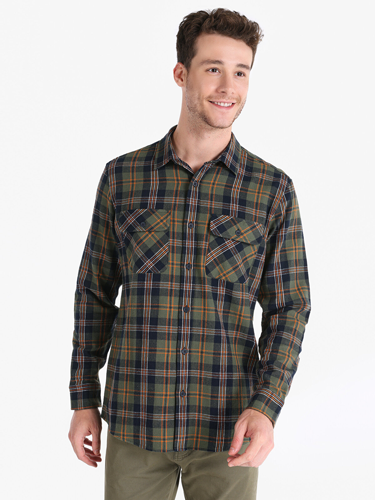 

Рубашка мужская Colin's CL1065945_Q1.V1 хаки 2XL, CL1065945_Q1.V1