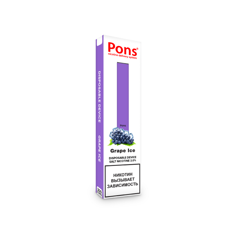 

Одноразовая электронная сигарета Pons Disposable Device Grape Ice, 1,6%