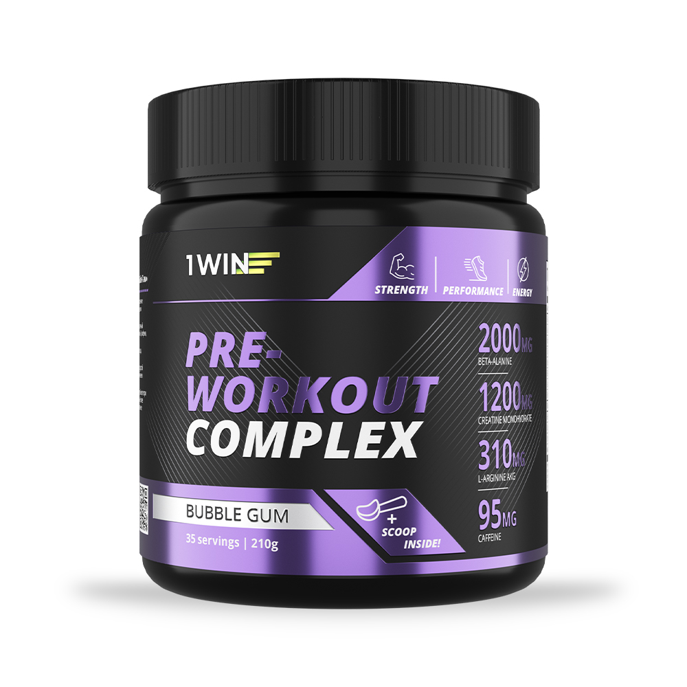 Предтренировочный комплекс 1WIN Pre-workout, бабл гам, 35 порций