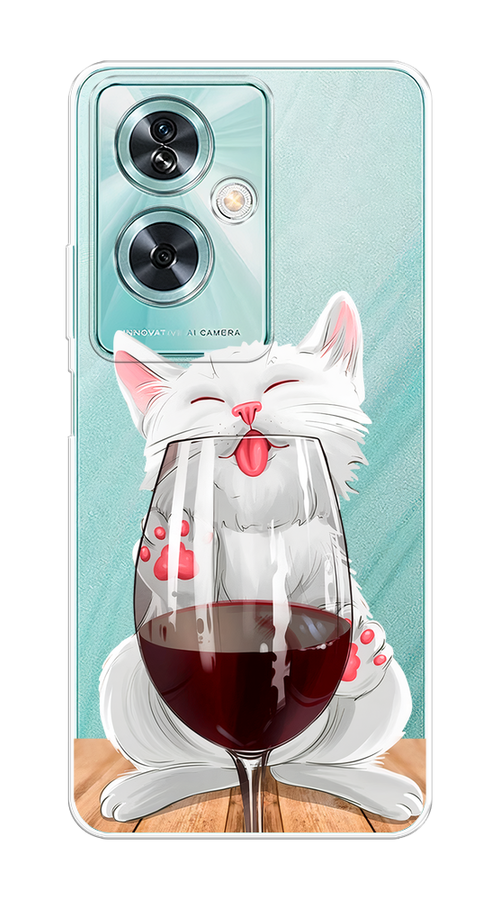 

Чехол на OnePlus Nord N30 SE "Кот с бокалом", Прозрачный;белый;красный, 154950-1